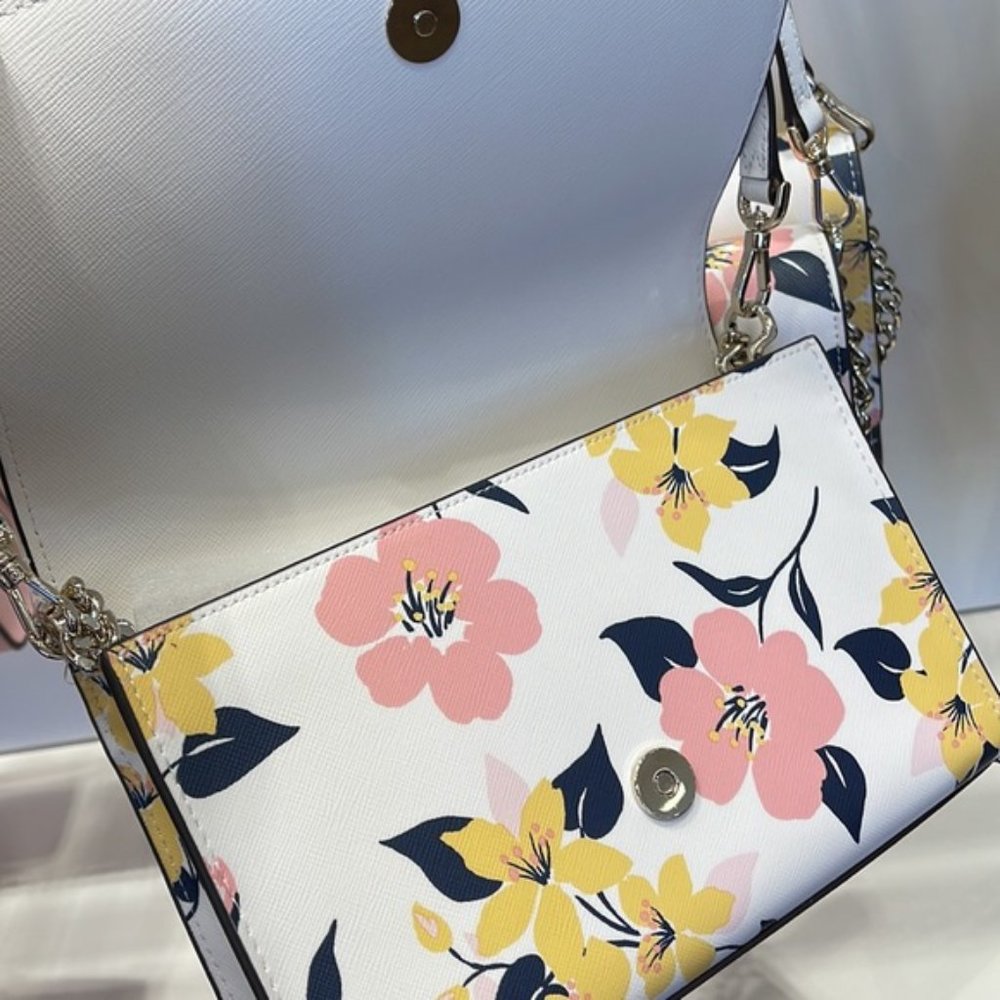 Kate Spade Carson Convertible Crossbody Lily Blooms Cream Multi - Picture 4 of 16